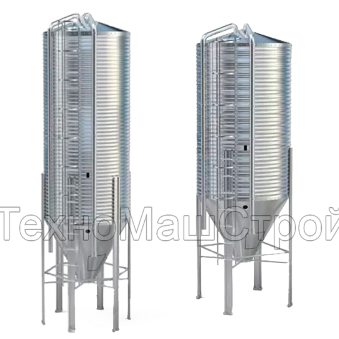Оцинковані бункери (силоси) для зберігання кормів.